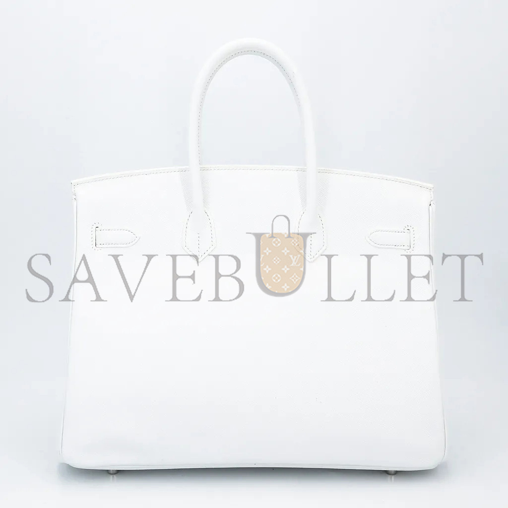 HERMÈS MASTER BIRKIN 30 SWIFT LEATHER PURE WHITE SILVER BUCKLE H049352CK21 (30*23*15cm)